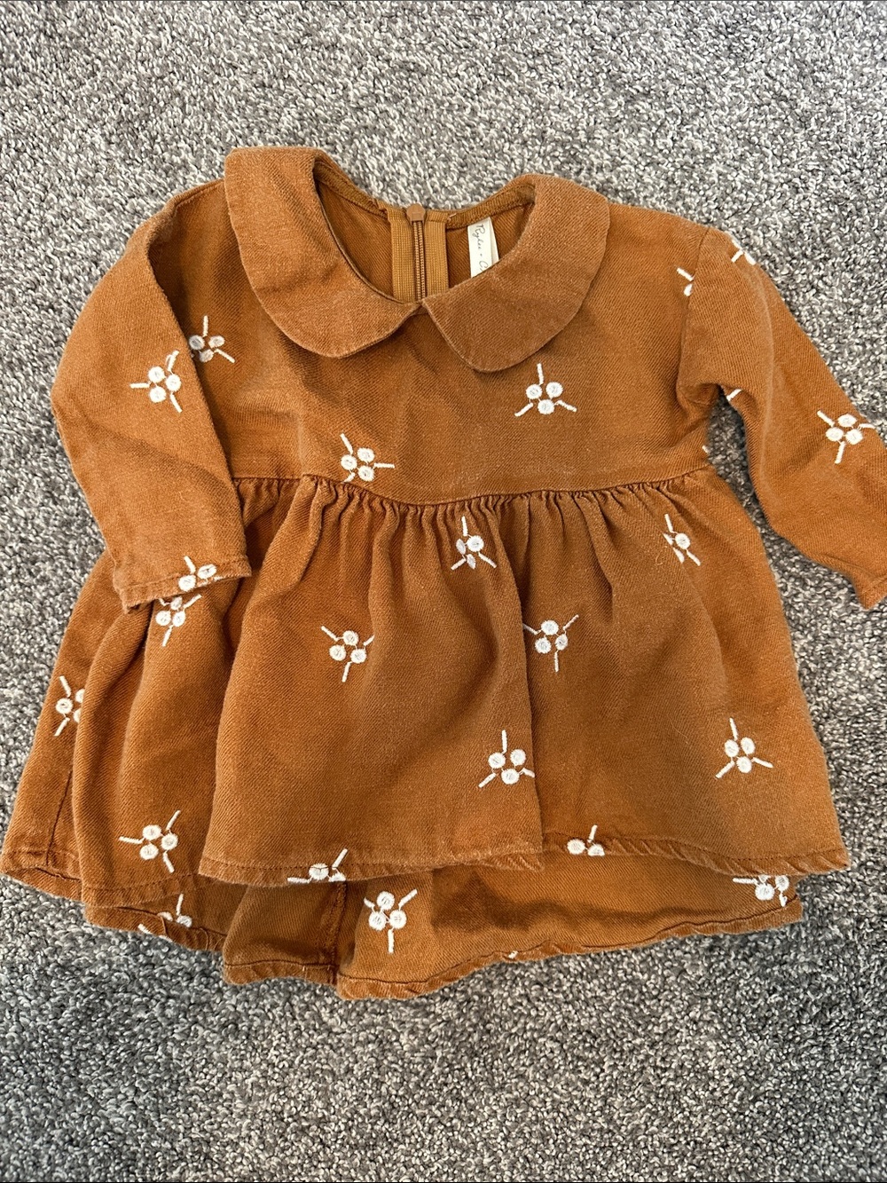 Rylee + Cru Rust Floral Dress with Peter Pan Collar